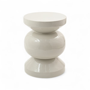 Stolik boczny puf RIO emaliowany jasnoszary ø35x46 cm