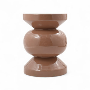 Stolik boczny puf RIO emaliowany beżowy ø35x46 cm