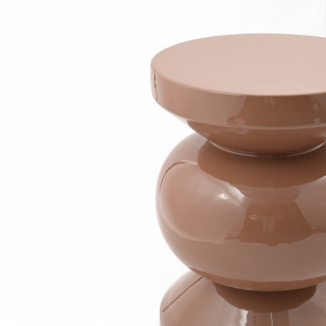 Stolik boczny puf RIO emaliowany beżowy ø35x46 cm