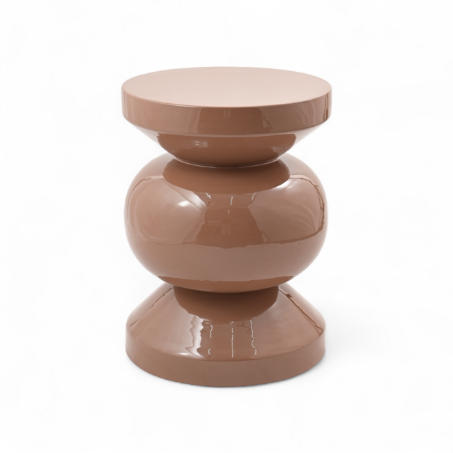 Stolik boczny puf RIO emaliowany beżowy ø35x46 cm