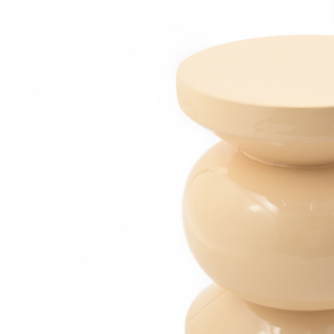 Stolik boczny puf RIO emaliowany waniliowy ø35x46 cm