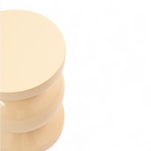 Stolik boczny puf RIO emaliowany waniliowy ø35x46 cm