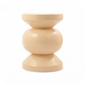 Stolik boczny puf RIO emaliowany waniliowy ø35x46 cm