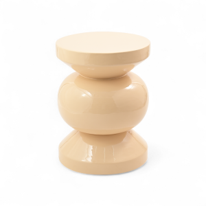 Stolik boczny puf RIO emaliowany waniliowy ø35x46 cm