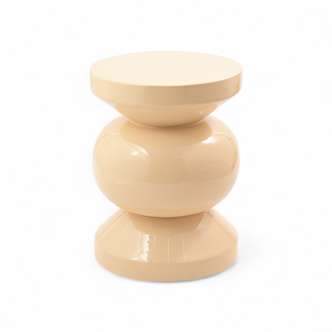 Stolik boczny puf RIO emaliowany waniliowy ø35x46 cm