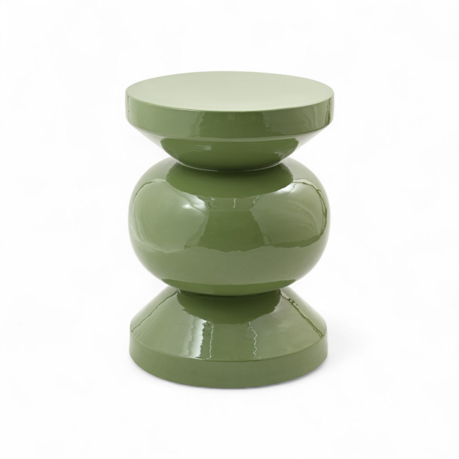 Stolik boczny puf RIO emaliowany zielony ø35x46 cm