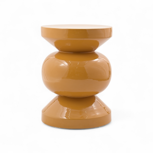 Stolik boczny puf RIO emaliowany karmelowy ø35x46 cm