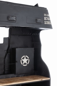 Barek TRUCK z półkami metalowy czarny 148x220 cm