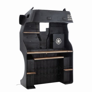 Barek TRUCK z półkami metalowy czarny 148x220 cm