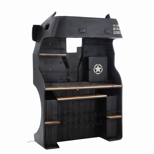 Barek TRUCK z półkami metalowy czarny 148x220 cm