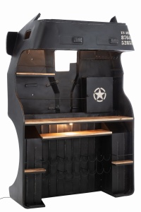 Barek TRUCK z półkami metalowy czarny 148x220 cm