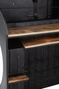 Barek TRUCK z półkami metalowy czarny 148x220 cm