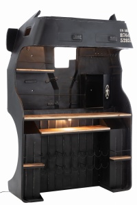 Barek TRUCK z półkami metalowy czarny 148x220 cm