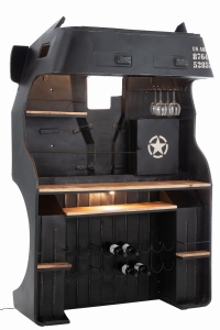 Barek TRUCK z półkami metalowy czarny 148x220 cm