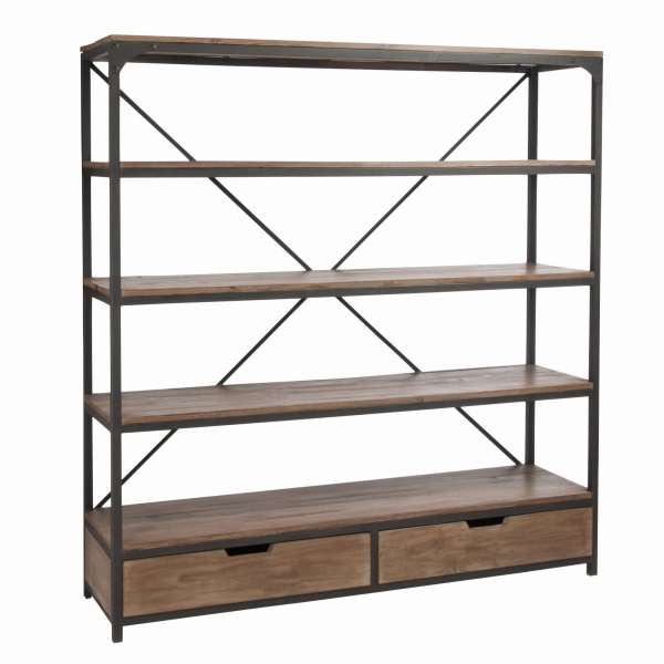 Regał FORGE drewno metal 180x45xh190 cm