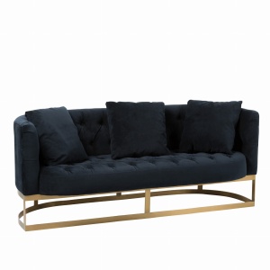 Sofa AURELIA 2-osobowa welurowa antracyt pikowana 167 cm