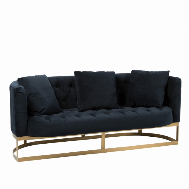 Sofa AURELIA 2-osobowa welurowa antracyt pikowana 167 cm