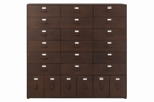 Komoda ARCHIVE metalowa z szufladami 125×50×119 cm industrialna antyczny brąz