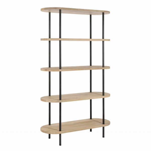 Regał ELI 5 półek drewno mango metal 105x40x176 cm