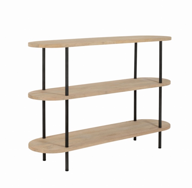 Regał konsola ELI 3 półki drewno mango metal 140x40x98 cm