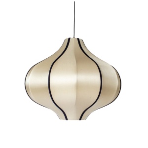 Jedwabne lampa Onion Classic jedwab ø46x39 w kształcie cebulki z czarną lamówką