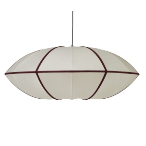 Lampa Indochina Ufo jedwab ø70x27cm Offwhite/Bordeaux Oi Soi Oi, złamana biel, bordowa lamówka