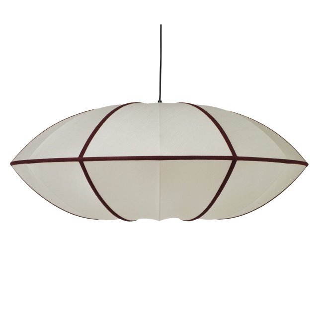 Lampa Indochina Ufo jedwab ø70x27cm Offwhite/Bordeaux Oi Soi Oi, złamana biel, bordowa lamówka