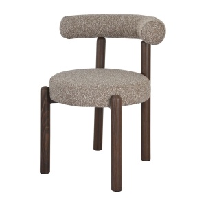 Krzesło RONI tapicerowane boucle jasnobrązowe z podłokietnikami | Homecept