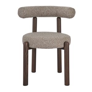 Krzesło RONI tapicerowane boucle jasnobrązowe z podłokietnikami | Homecept