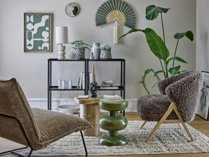 Stolik boczny ALBA metalowy zielony ø34x47 cm błyszczący gloss Bloomingville