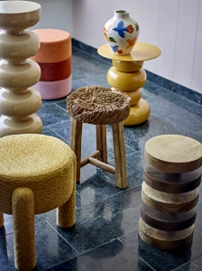 Stolik boczny OLONNE żółty metalowy ø41x48 cm Bloomingville