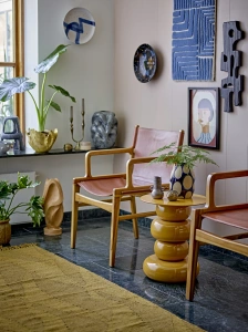 Stolik boczny OLONNE żółty metalowy ø41x48 cm Bloomingville