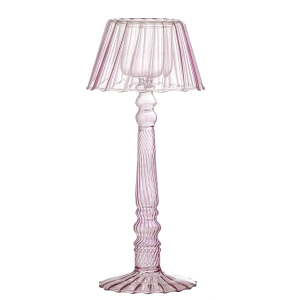 Świecznik CISCO szklany różowy na tealight 23 cm  stołowy lampka