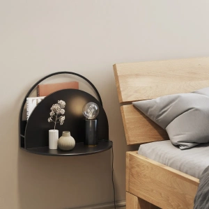 Półka Grayson metalowa czarna 40x330x27cm wiszący stolik nocny szafka nocna