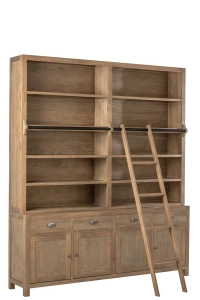 Regał biblioteczka FARMHOUSE z drabiną 200x232 cm Library classic drewniana biblioteka na książki