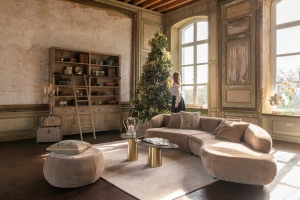 Regał biblioteczka FARMHOUSE z drabiną 200x232 cm Library classic drewniana biblioteka na książki