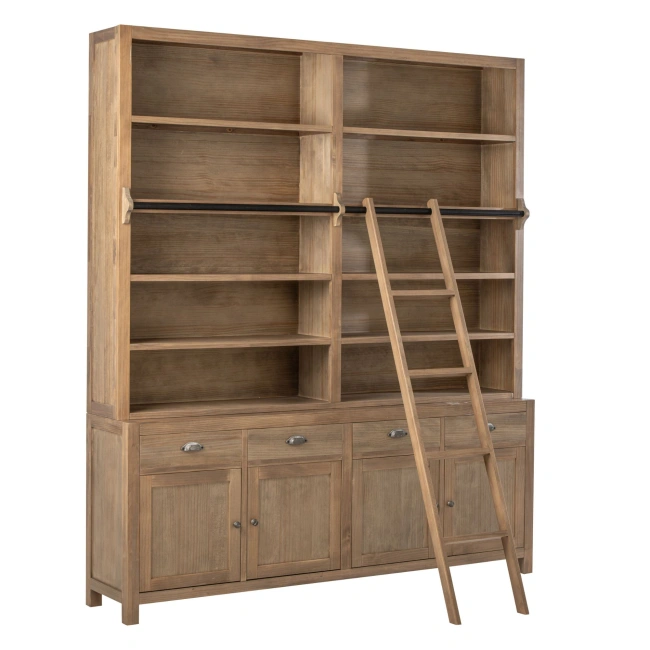 Regał biblioteczka FARMHOUSE z drabiną 200x232 cm Library classic drewniana biblioteka na książki