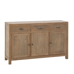 Komoda FARMHOUSE trzydrzwiowa szuflady 140 cm do salonu drewniana