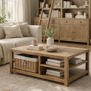 Stolik kawowy BLOIS w stylu FARMHOUSE 120x70x50 cm drewniany