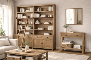 Regał biblioteczka FARMHOUSE oraz stolik kawowy