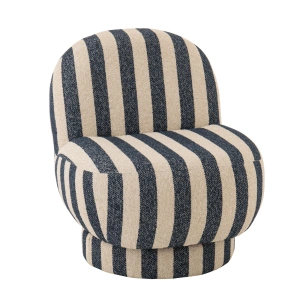 Fotel BENTO w pasy granat/złamana biel