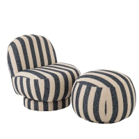 Fotel BENTO w pasy granat/złamana biel