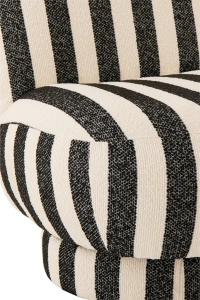 Fotel BENTO w pasy czarny/złamana biel