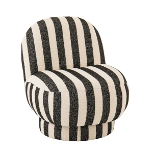Fotel BENTO w pasy czarny/złamana biel