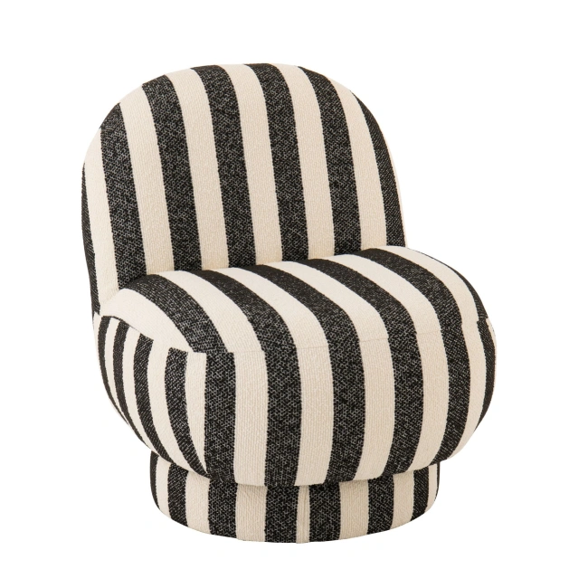 Fotel BENTO w pasy czarny/złamana biel