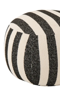 Puf BENTO w pasy czarny/złamana biel 62x62x45 cm
