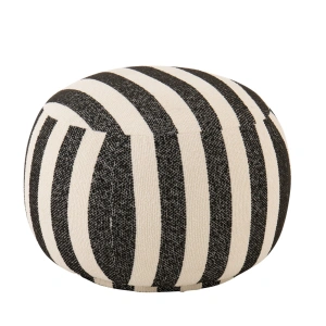 Puf BENTO w pasy czarny/złamana biel 62x62x45 cm