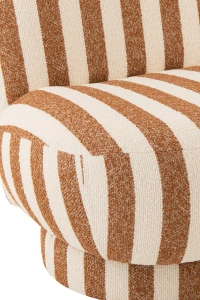 Fotel BENTO w pasy karmel/złamana biel