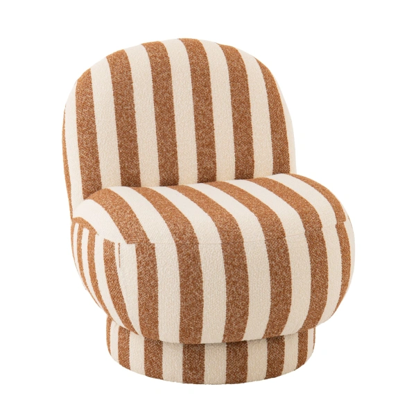 Fotel BENTO w pasy karmel/złamana biel