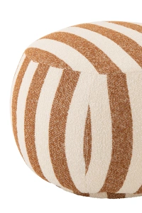 Puf BENTO w pasy karmel/złamana biel 62x62x45 cm